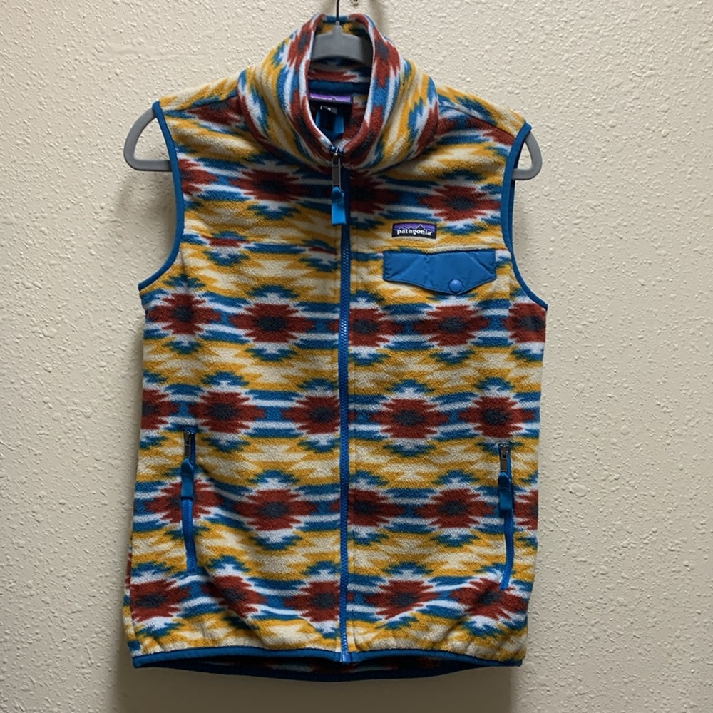 Patagonia Synchilla Wild Desert Prairie Gold Pattern Zip Fleece Vest Medium